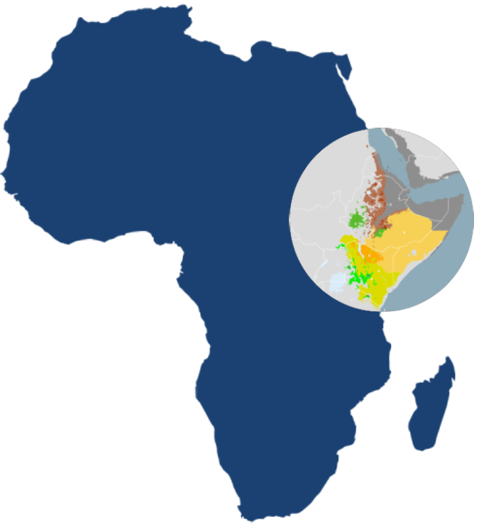 The Somali Bushlands & Ethiopian Mountains bioregion (AT21) located in the Horn of Africa subrealm of the Afrotropics.